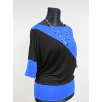 Bluzka Aga dwukolorowe kimono asymetryczne czarny/chaber